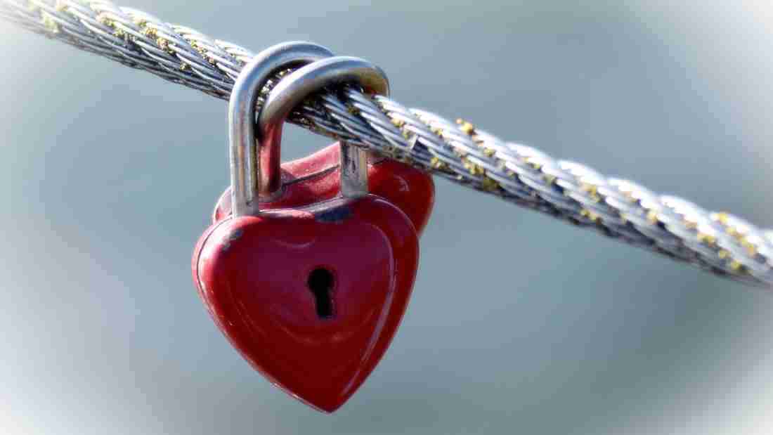 A heart lock on a chain