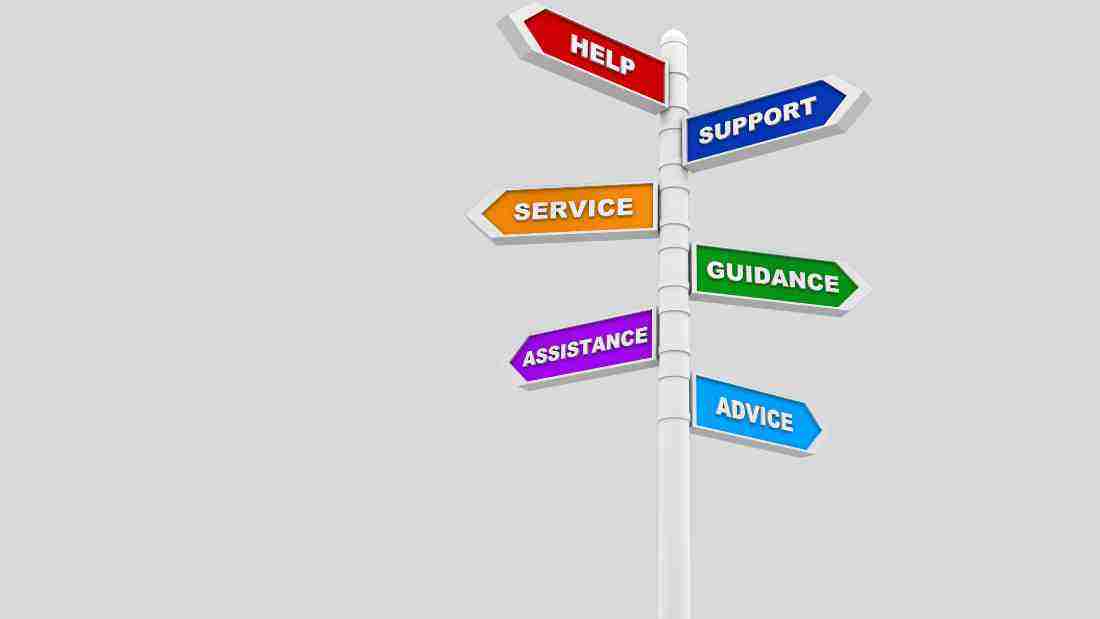 Road signs to help, support and guidance