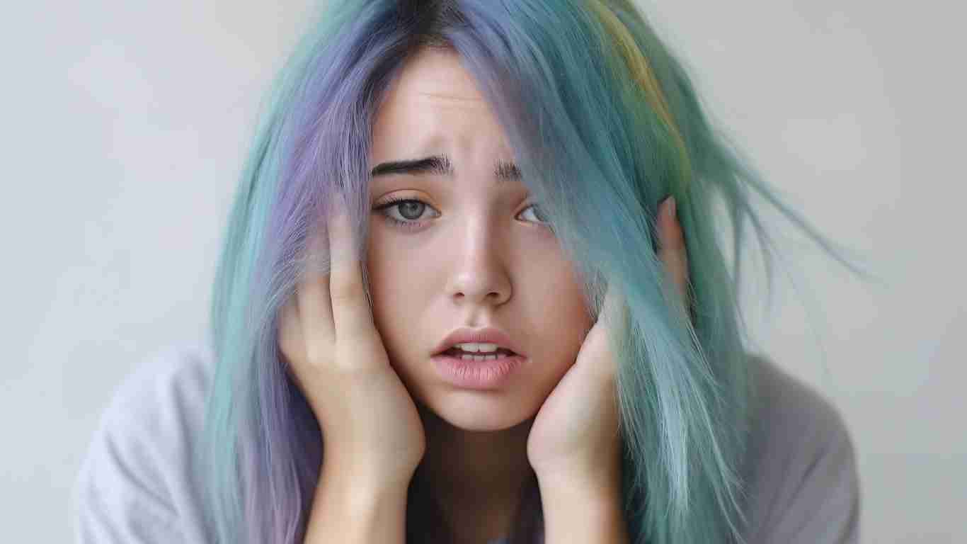 An overwhelmed young woman