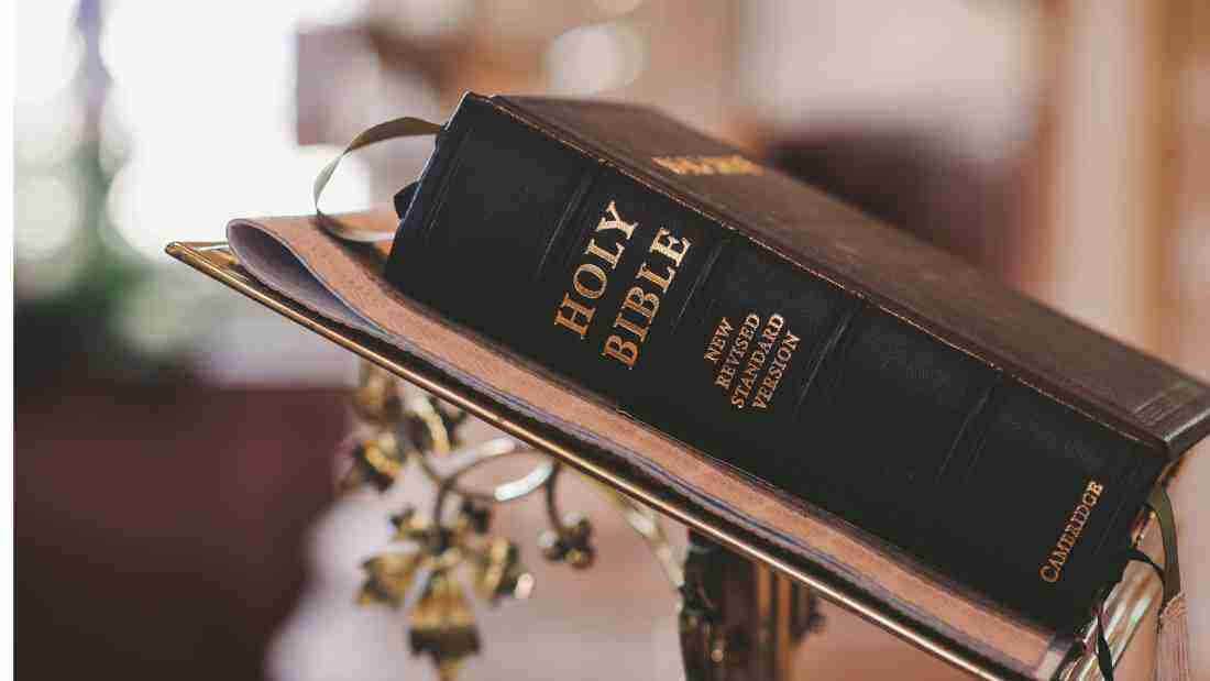 A Bible on a stand