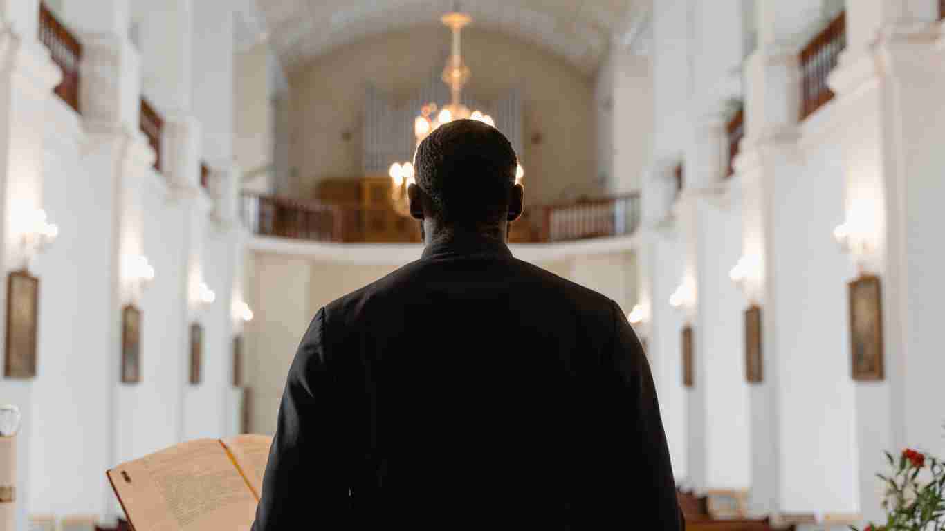 A man praying in a church