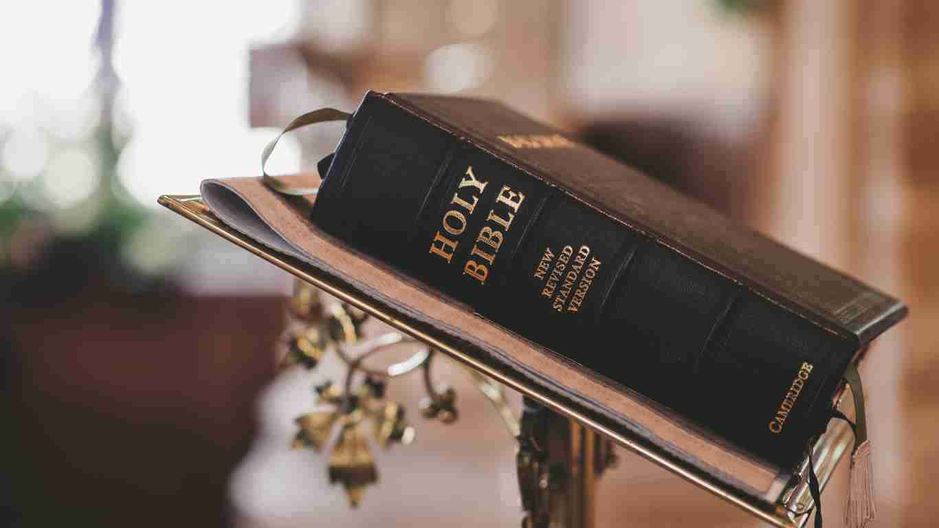 The Holy Bible on a stand