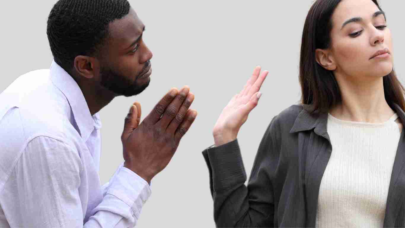 A woman ignoring her partner