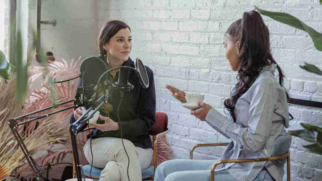 A journalist interviewing someone
