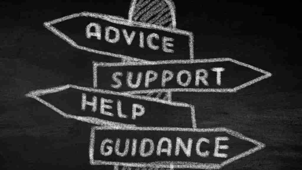 Road signs to advice and support.