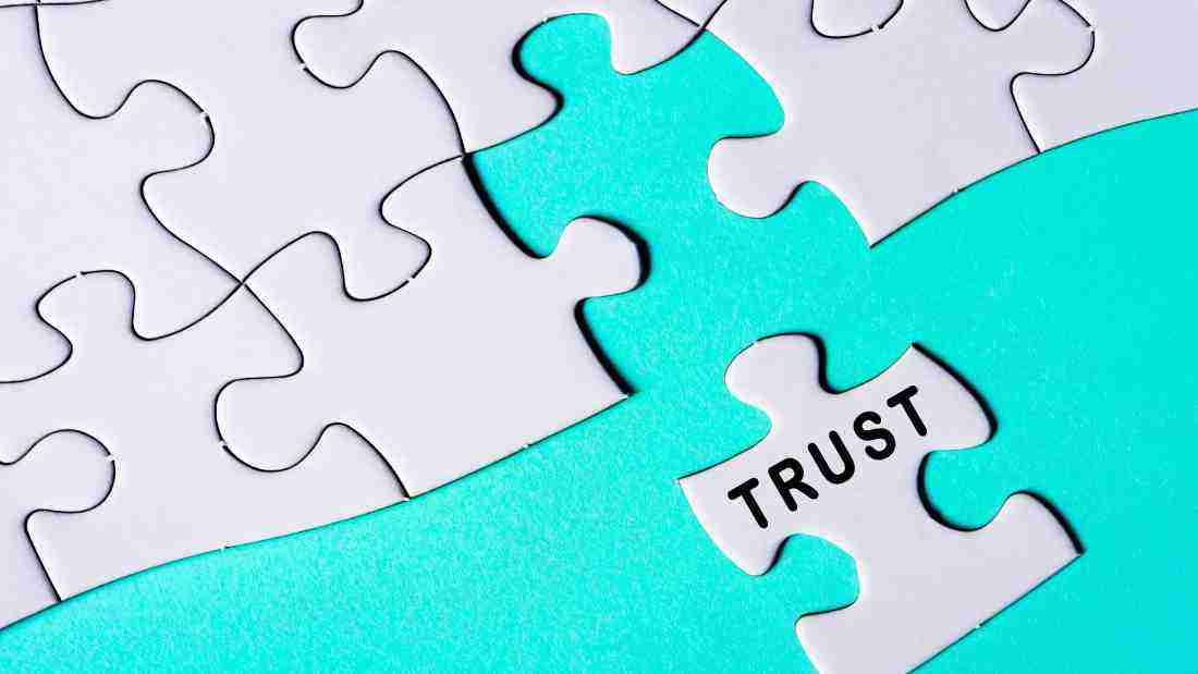 A jigsaw puzzle with the trust piece missing