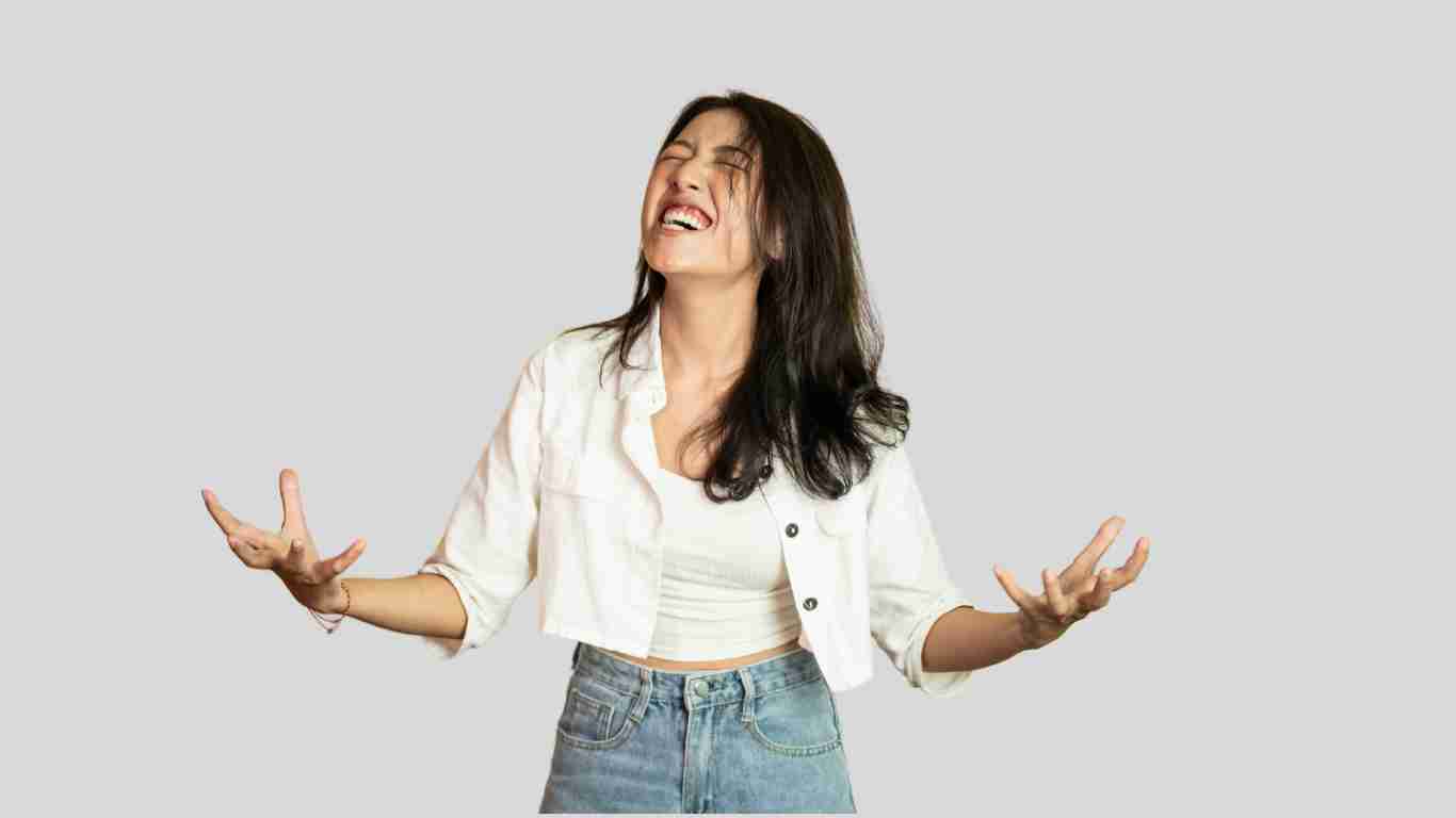 A furious woman screaming with rage