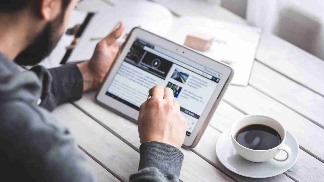 Man browsing social media