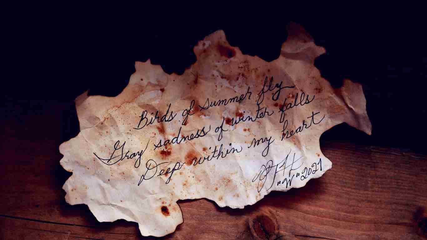 A poem written on charred paper