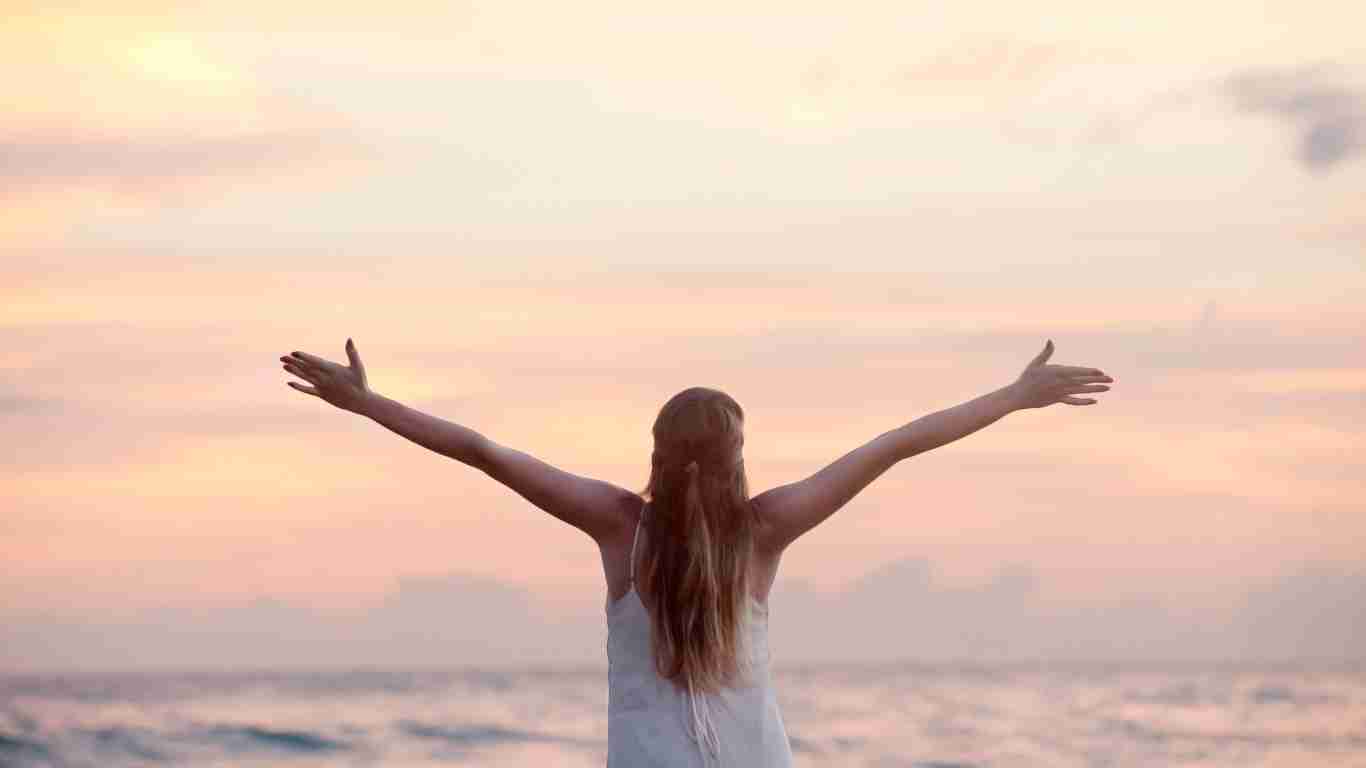 A woman celebrating